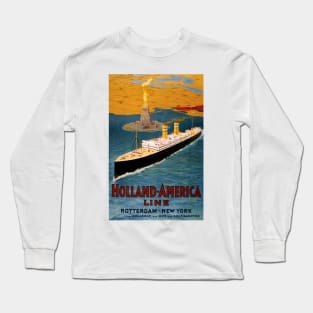 Vintage Travel Poster USA Holland America Line Long Sleeve T-Shirt